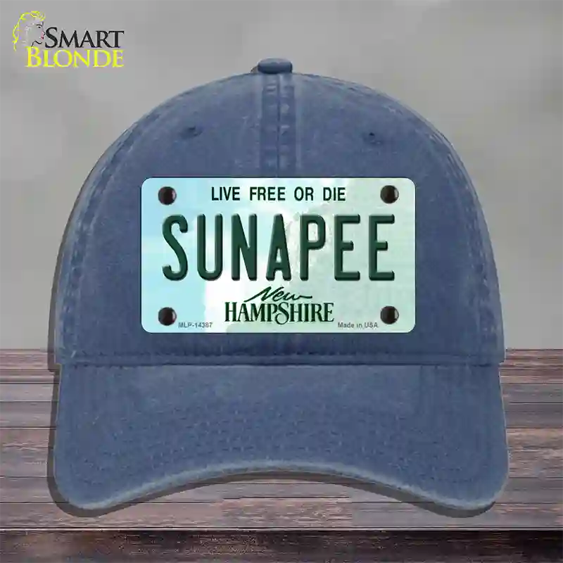 Sunapee New Hampshire Novelty License Plate Hat Unconstructed Cotton / Navy