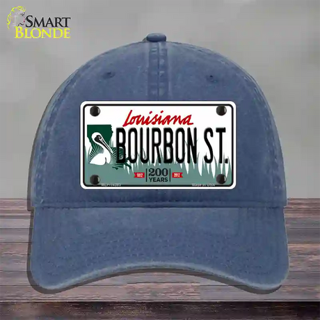 Bourbon St Louisiana Novelty License Plate Hat Unconstructed Cotton / Navy