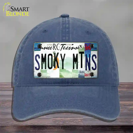 Smoky Mountains License Plate Art Novelty License Plate Hat Unconstructed Cotton / Navy