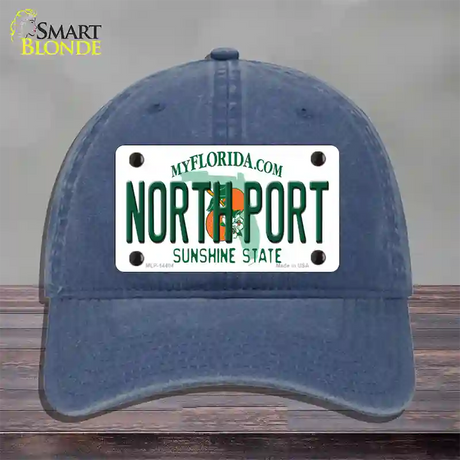 North Port Florida Novelty License Plate Hat Unconstructed Cotton / Navy