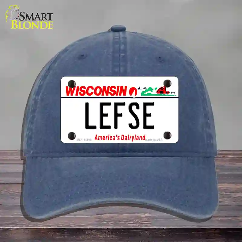 Lefse Wisconsin Novelty License Plate Hat Unconstructed Cotton / Navy