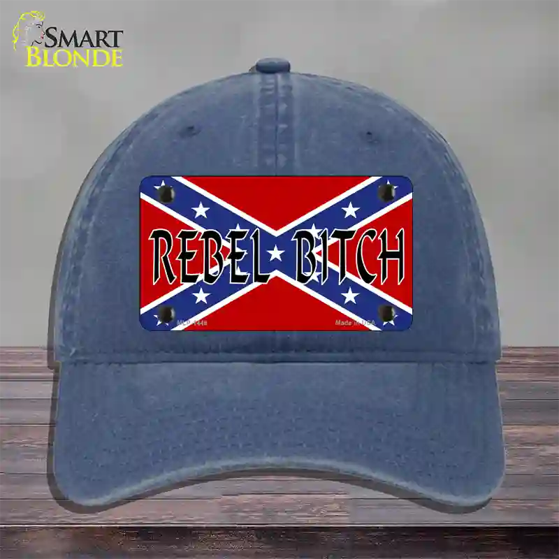 Rebel Bitch Novelty License Plate Hat Unconstructed Cotton / Navy