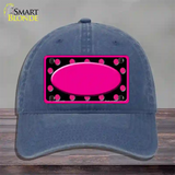 Pink Black Polka Dots Pink Frame And Center Oval Novelty License Plate Hat Unconstructed Cotton / Navy