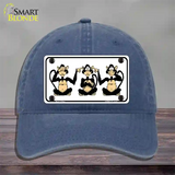 See Hear Speak Monkey Novelty License Plate Hat Unconstructed Cotton / Navy