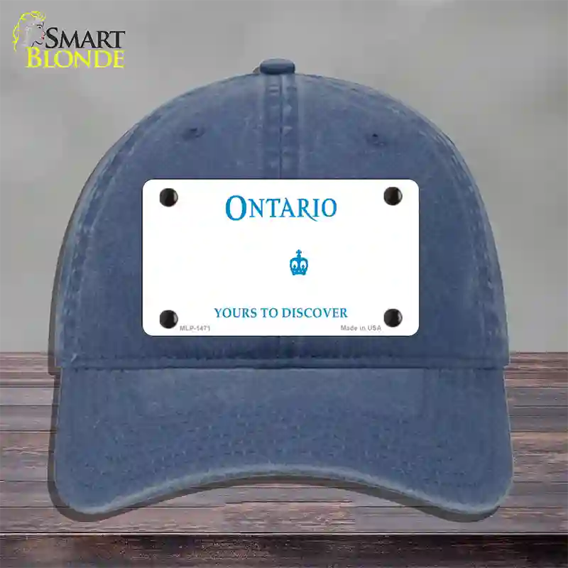 Ontario Canada Novelty License Plate Hat Unconstructed Cotton / Navy