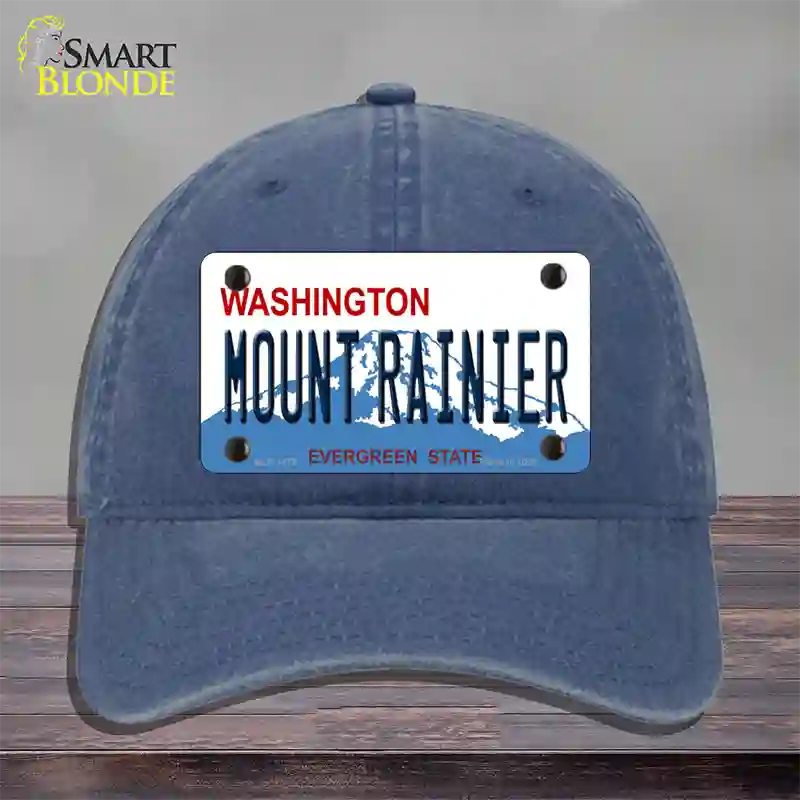 Mount Rainier Washington Novelty License Plate Hat Unconstructed Cotton / Navy