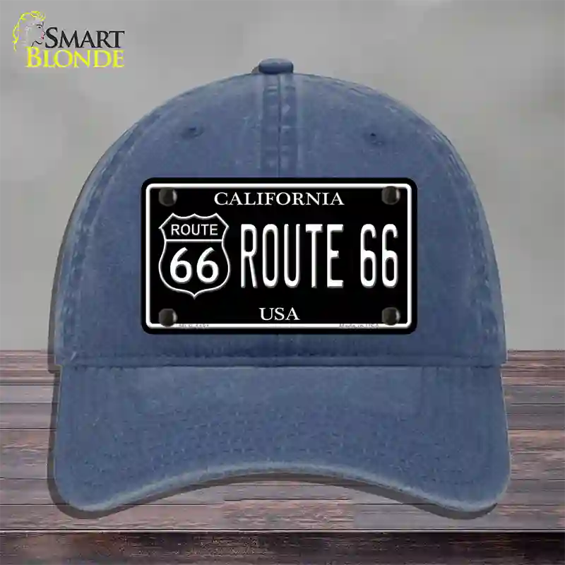 Route 66 California Black Novelty License Plate Hat Unconstructed Cotton / Navy