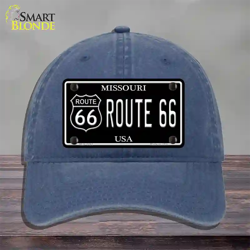 Route 66 Missouri Black Novelty License Plate Hat Unconstructed Cotton / Navy