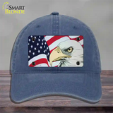 American Flag With Eagle Novelty License Plate Hat Unconstructed Cotton / Navy