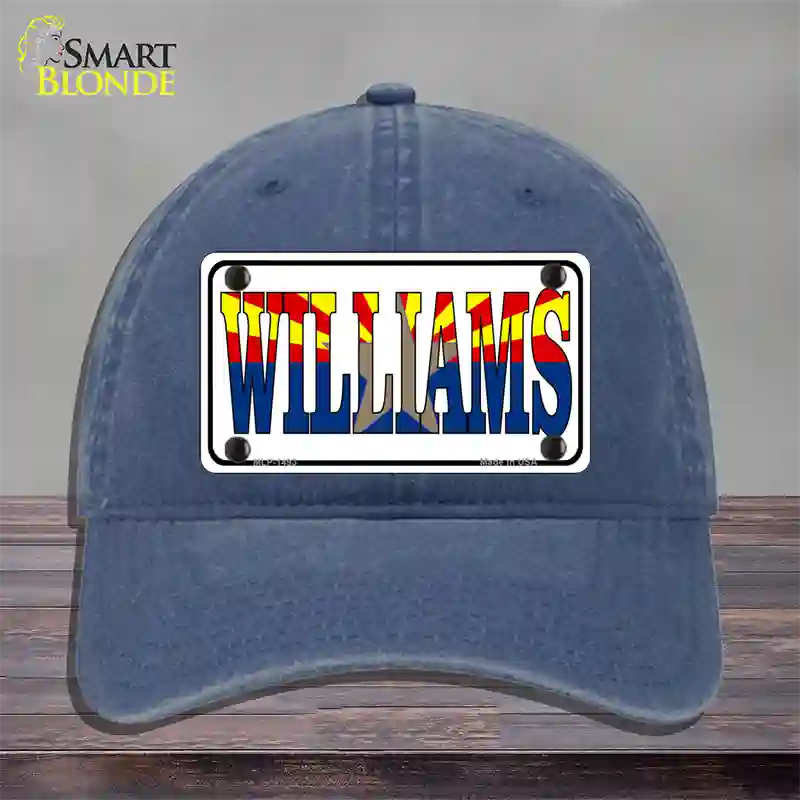 Williams Arizona Flag White Novelty License Plate Hat Unconstructed Cotton / Navy