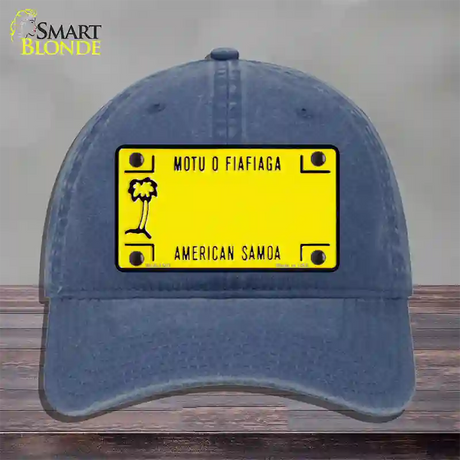 American Samoa Novelty License Plate Hat Unconstructed Cotton / Navy