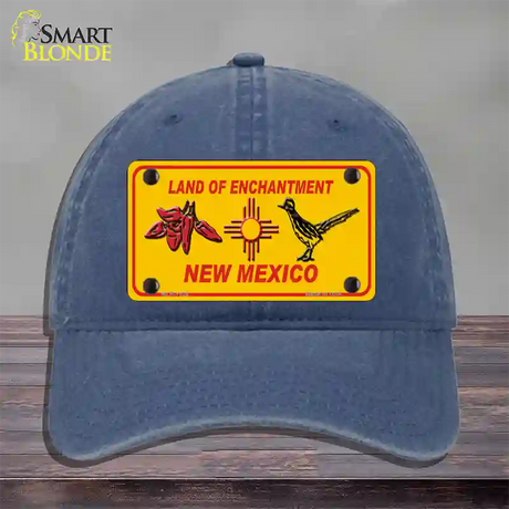 Red Chili & Road Runner Yellow New Mexico Novelty License Plate Hat Unconstructed Cotton / Navy