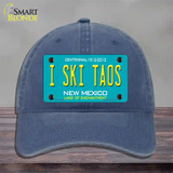 I Ski Taos New Mexico Novelty License Plate Hat Unconstructed Cotton / Navy