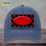 Red Black Polka Dot Red Center Oval Novelty License Plate Hat Unconstructed Cotton / Navy