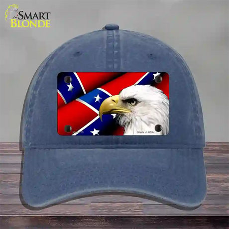 Confederate Flag Eagle Novelty License Plate Hat Unconstructed Cotton / Navy