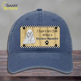 Pencil Sketch Cocker Spaniel Novelty License Plate Hat Unconstructed Cotton / Navy