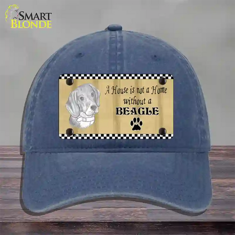 Pencil Sketch Beagle Novelty License Plate Hat Unconstructed Cotton / Navy