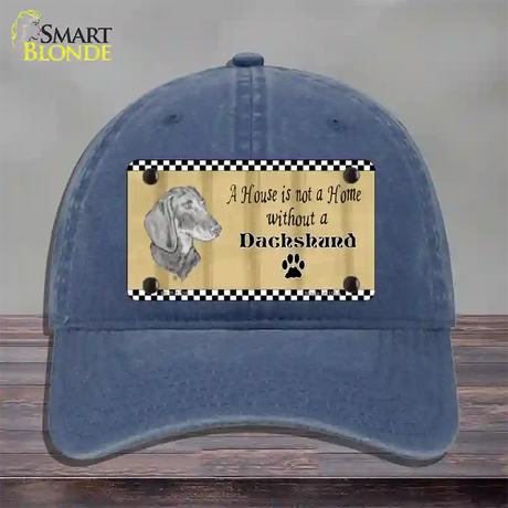 Pencil Sketch Dachshund Novelty License Plate Hat Unconstructed Cotton / Navy