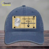 Pencil Sketch Golden Retriever Novelty License Plate Hat Unconstructed Cotton / Navy