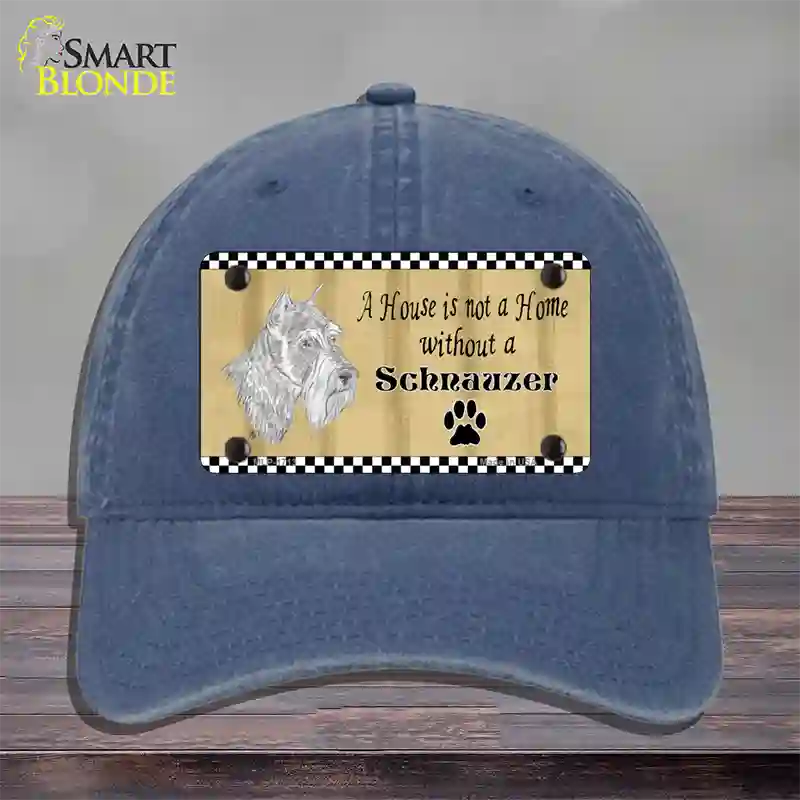 Pencil Sketch Schnauzer Novelty License Plate Hat Unconstructed Cotton / Navy