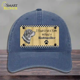 Pencil Sketch Rottweiler Novelty License Plate Hat Unconstructed Cotton / Navy