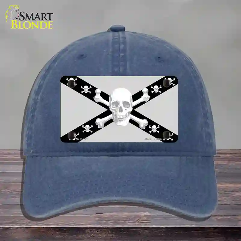 Skull Black & Silver Novelty License Plate Hat Unconstructed Cotton / Navy