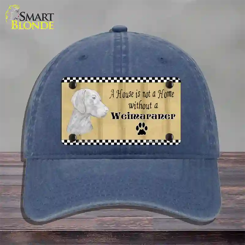 Pencil Sketch Weimaraner Novelty License Plate Hat Unconstructed Cotton / Navy