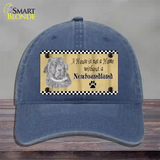 Pencil Sketch New Foundland Novelty License Plate Hat Unconstructed Cotton / Navy