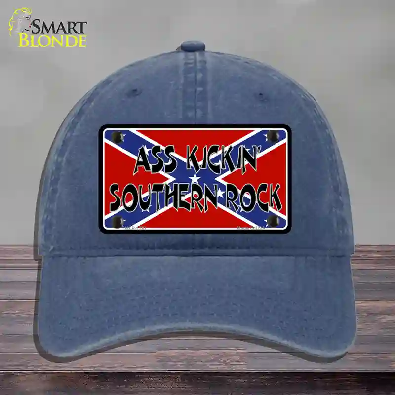 Southern Rock Confederate Flag Novelty License Plate Hat Unconstructed Cotton / Navy