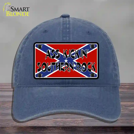 Southern Rock Confederate Flag Novelty License Plate Hat Unconstructed Cotton / Navy