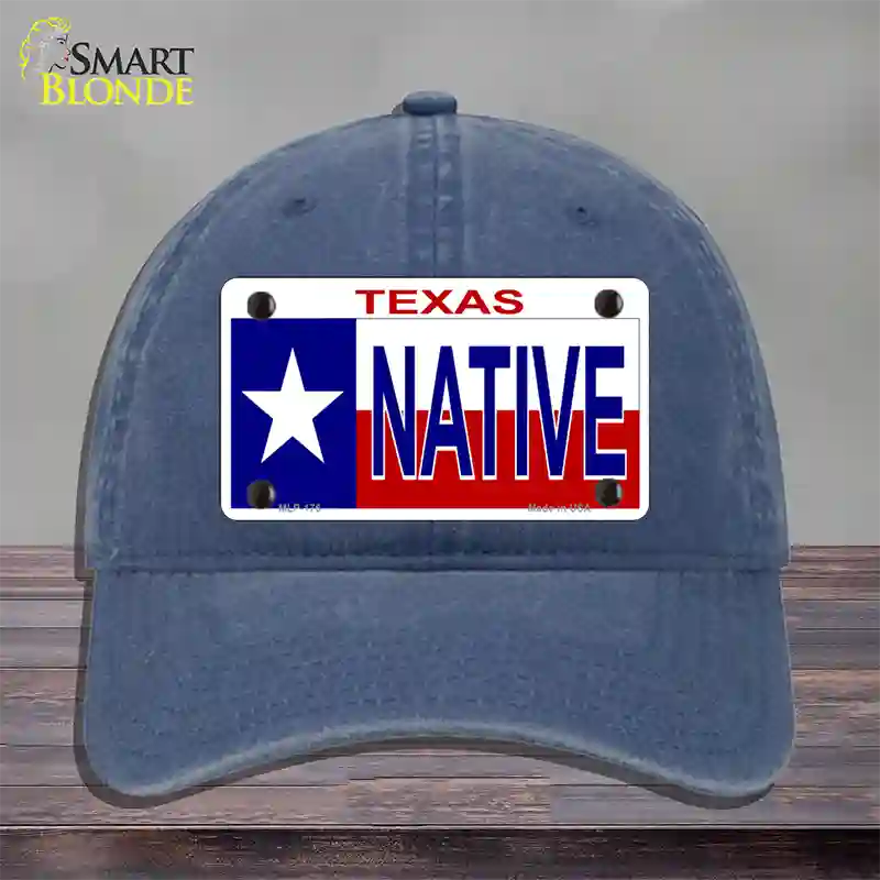 Native Texas Novelty License Plate Hat Unconstructed Cotton / Navy