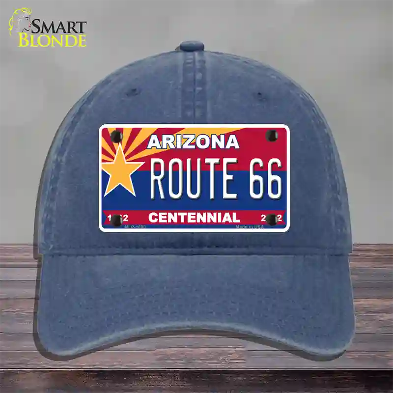 Arizona Centennial Route 66 Novelty License Plate Hat Unconstructed Cotton / Navy