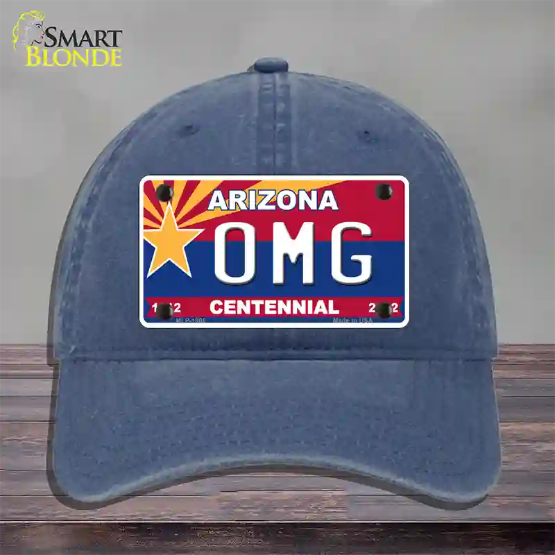 Arizona Centennial OMG Novelty License Plate Hat Unconstructed Cotton / Navy