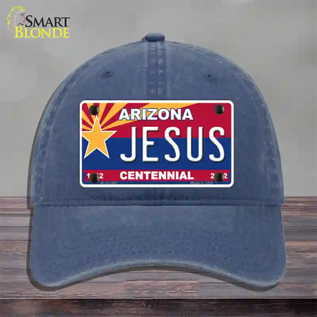 Arizona Centennial Jesus Novelty License Plate Hat Unconstructed Cotton / Navy