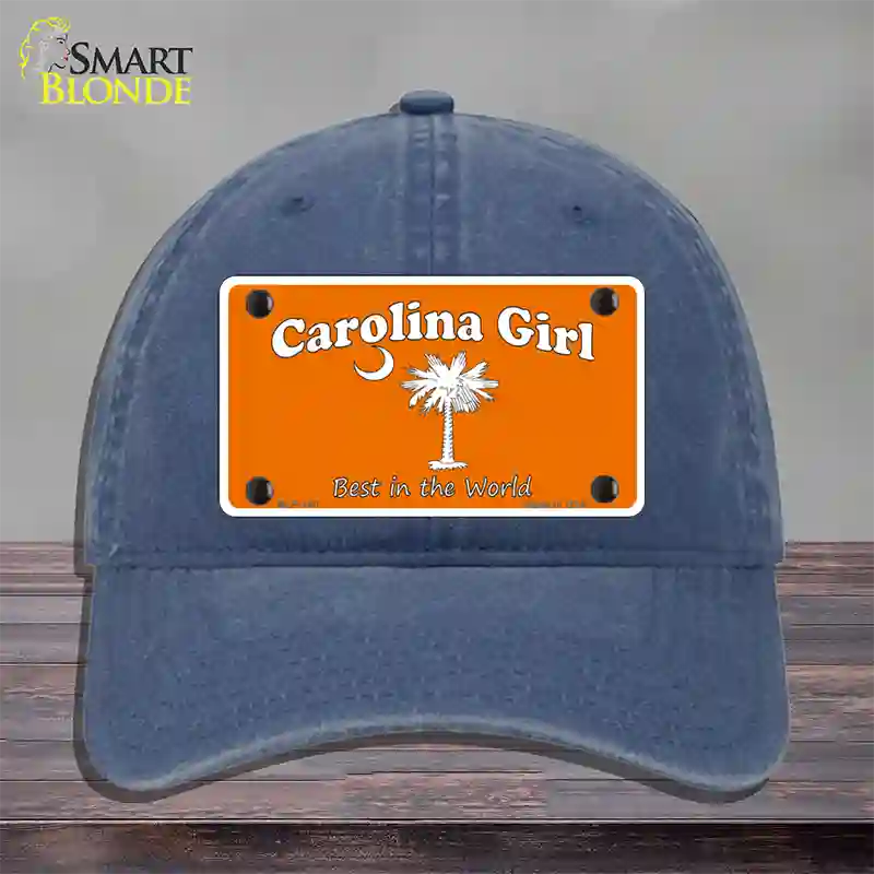 Carolina Girl Orange Novelty License Plate Hat Unconstructed Cotton / Navy