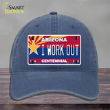 Arizona Centennial I Work Out Novelty License Plate Hat Unconstructed Cotton / Navy