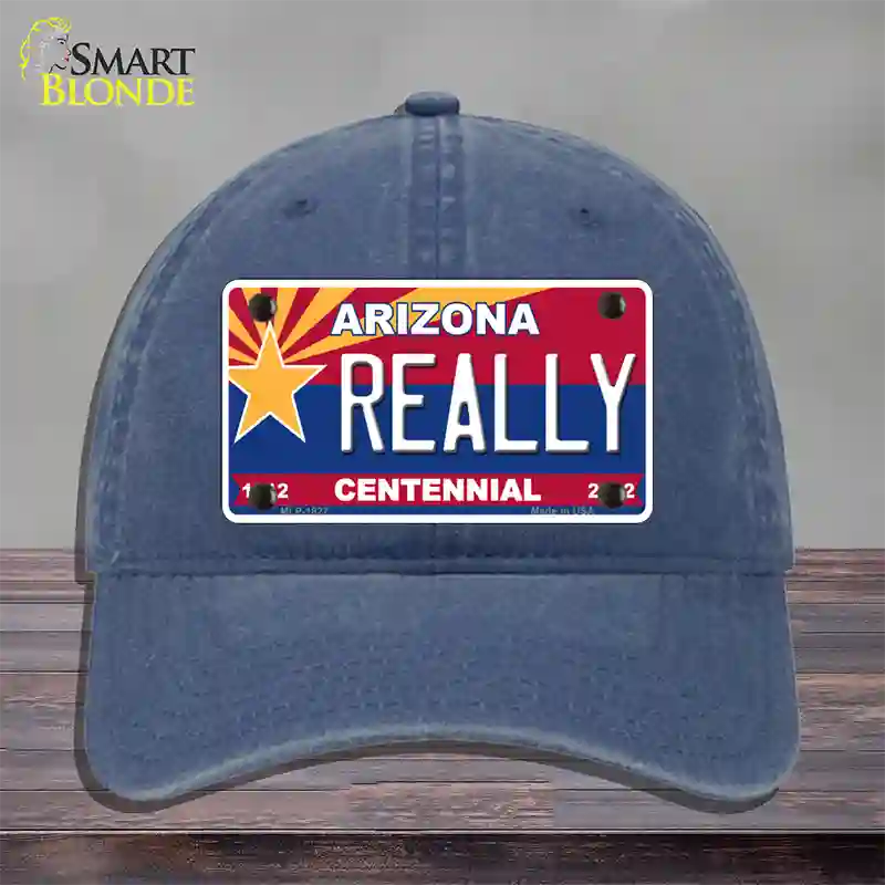 Arizona Centennial Really Novelty License Plate Hat Unconstructed Cotton / Navy