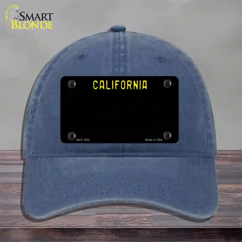 California Black State Novelty License Plate Hat Unconstructed Cotton / Navy