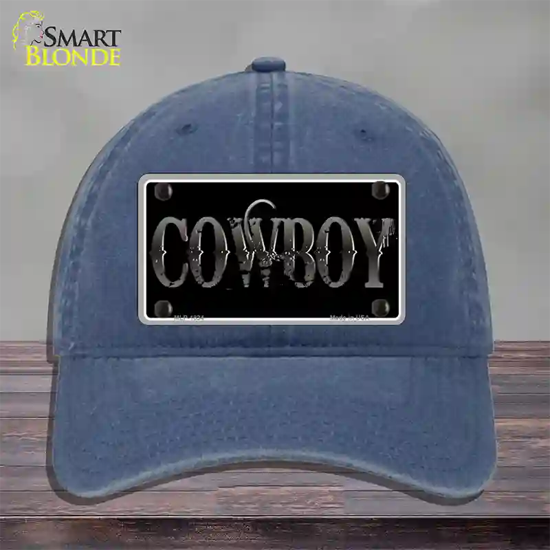 Cowboy Black Novelty License Plate Hat Unconstructed Cotton / Navy