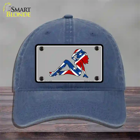 Confederate Flag Mud Flap Girl Novelty License Plate Hat Unconstructed Cotton / Navy