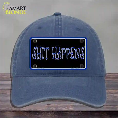 Shit Happens Novelty License Plate Hat Unconstructed Cotton / Navy