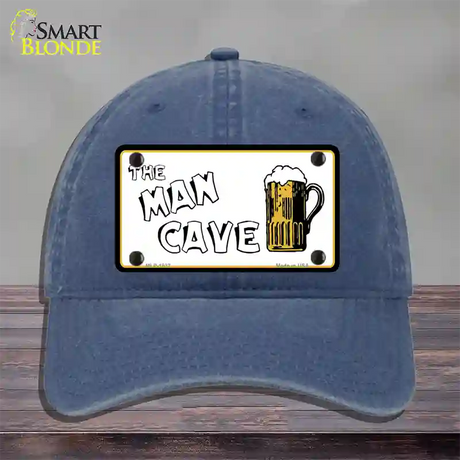 Man Cave Novelty License Plate Hat Unconstructed Cotton / Navy