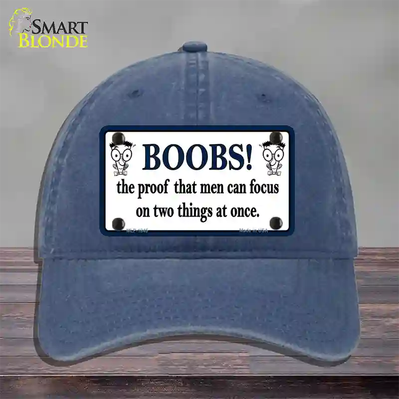 Boobs Proof Novelty License Plate Hat Unconstructed Cotton / Navy