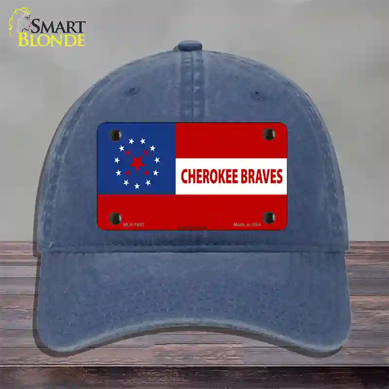 Cherokee Braves Flag Novelty License Plate Hat Unconstructed Cotton / Navy