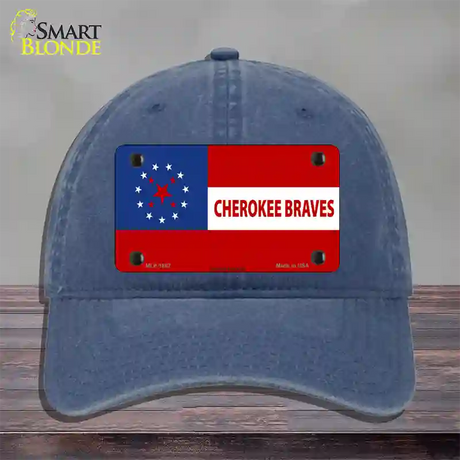 Cherokee Braves Flag Novelty License Plate Hat Unconstructed Cotton / Navy