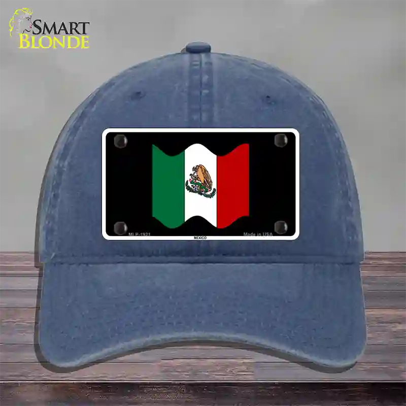 Mexico Waving Flag Novelty License Plate Hat Unconstructed Cotton / Navy