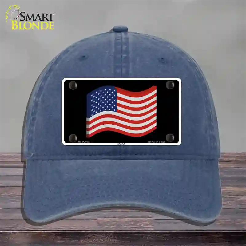 USA 3-D Flag Novelty License Plate Hat Unconstructed Cotton / Navy