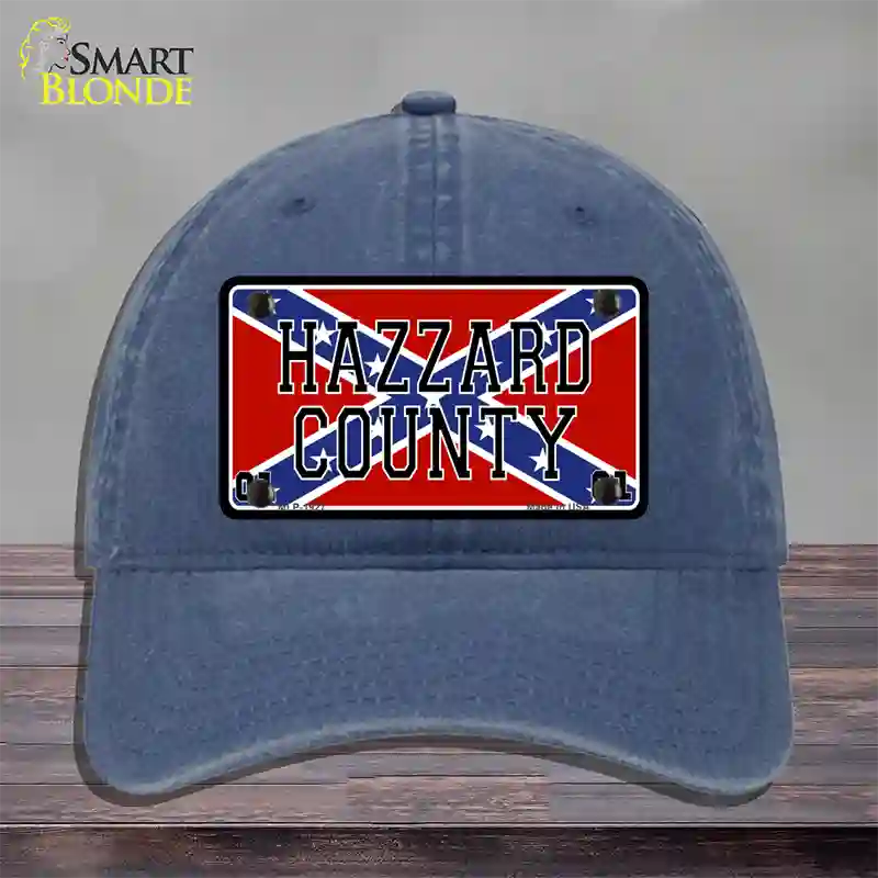 Hazard County Confederate Flag Novelty License Plate Hat Unconstructed Cotton / Navy