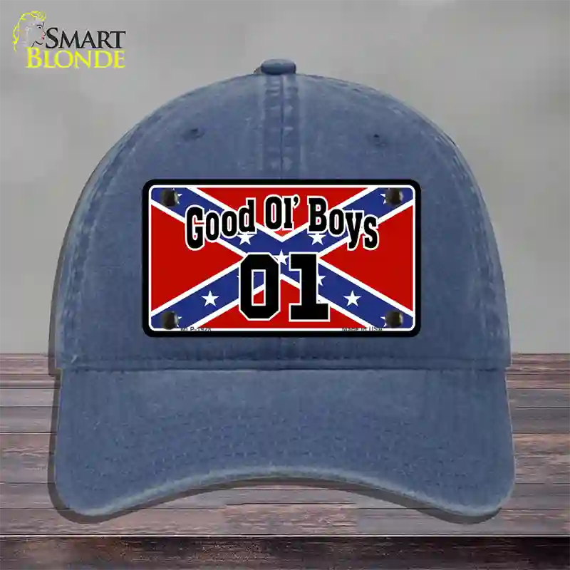 Good Ol Boys Confederate Flag Novelty License Plate Hat Unconstructed Cotton / Navy