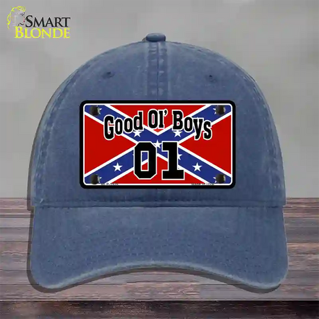 Good Ol Boys Confederate Flag Novelty License Plate Hat Unconstructed Cotton / Navy